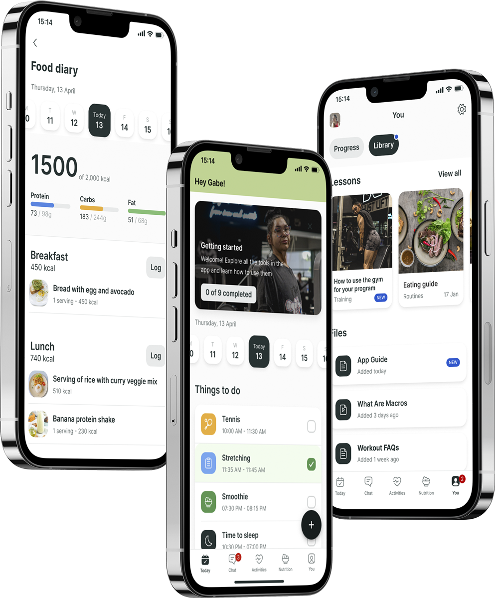 A mockup of the coaching app showcasing the features.